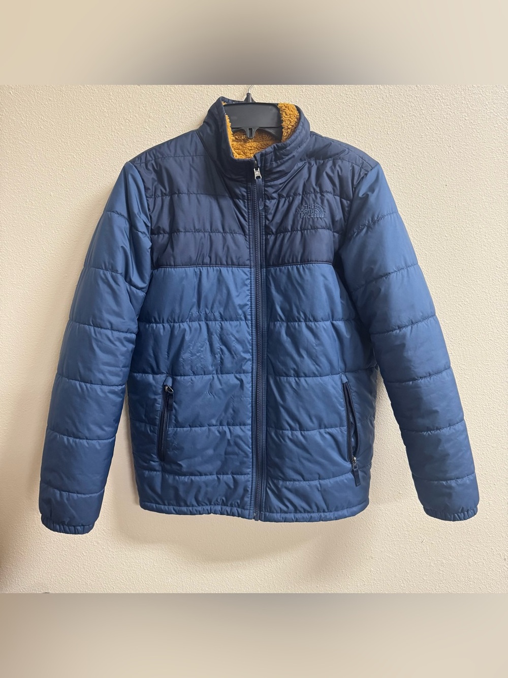 The North Face Boys XL 18/20 Reversible Sherpa Puffer Jacket Blue